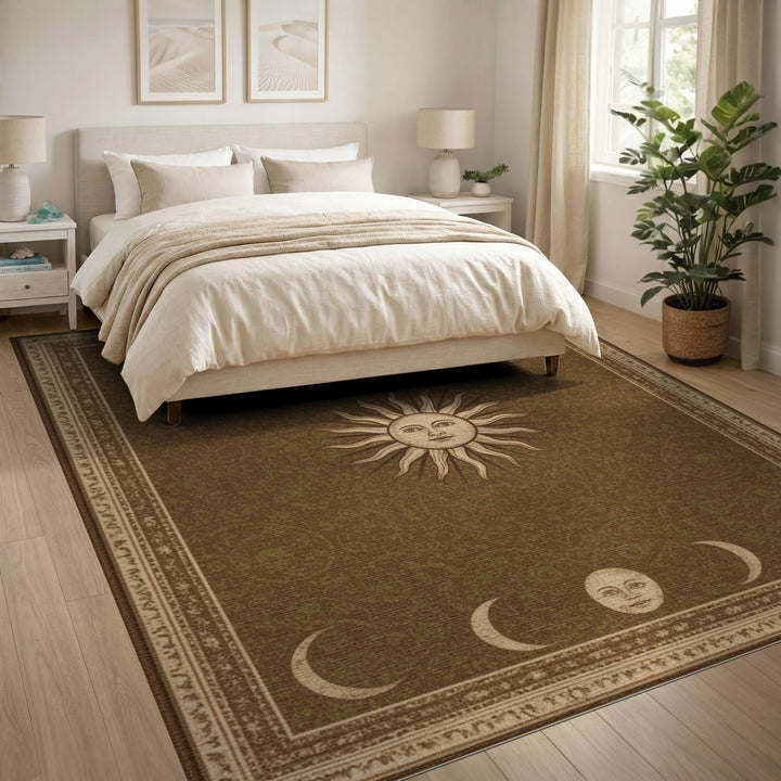 Celestial Sun and Moon Phase Area Rug