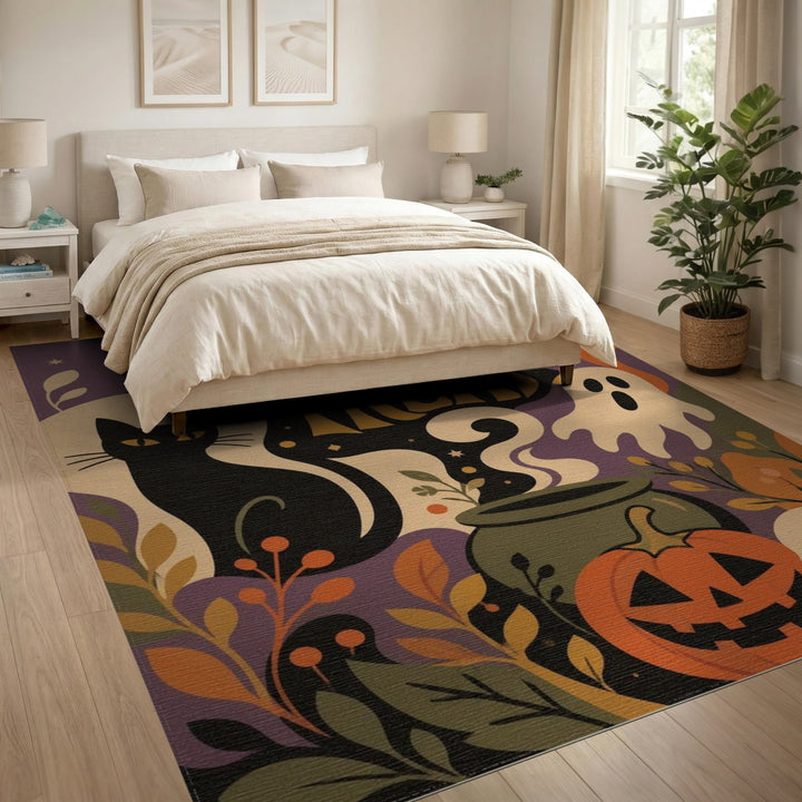 Kids Cartoon Trick or Treat Halloween Area Rug