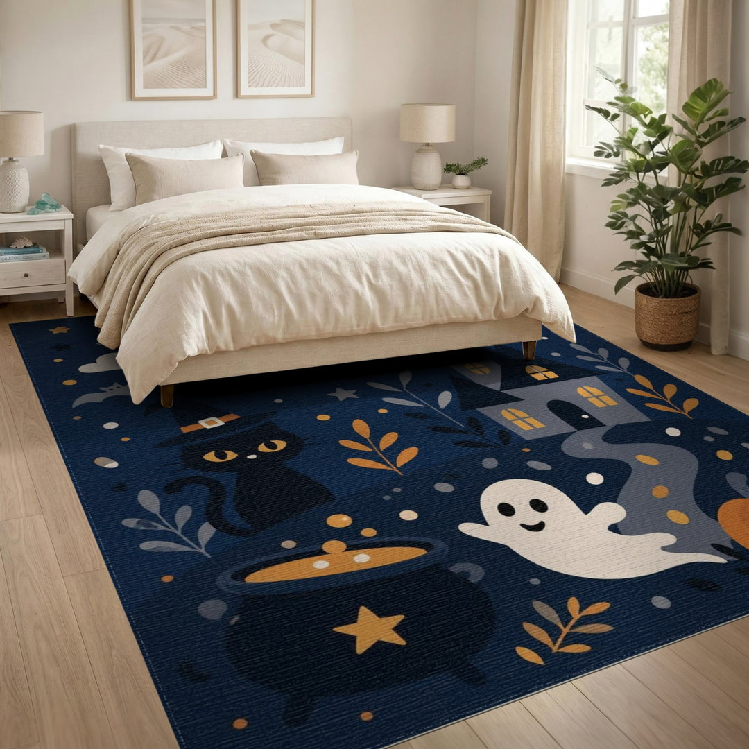 Halloween Witch Cat Area Rug