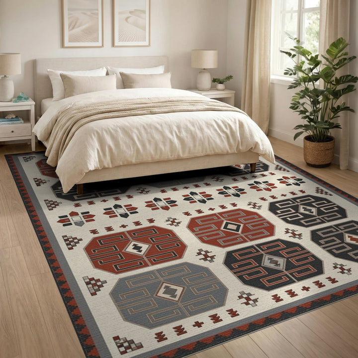 Heritage Tribal Red Geometric Area Rug