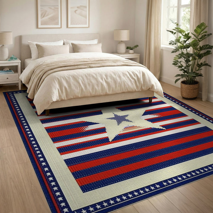 Patriotic Star Stripe Area Rug