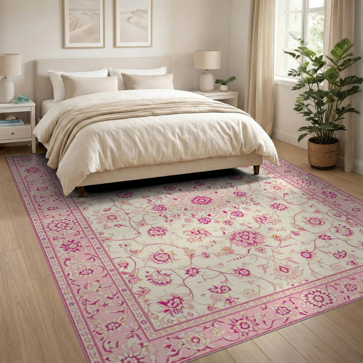 Pink Floral Vintage Area Rug
