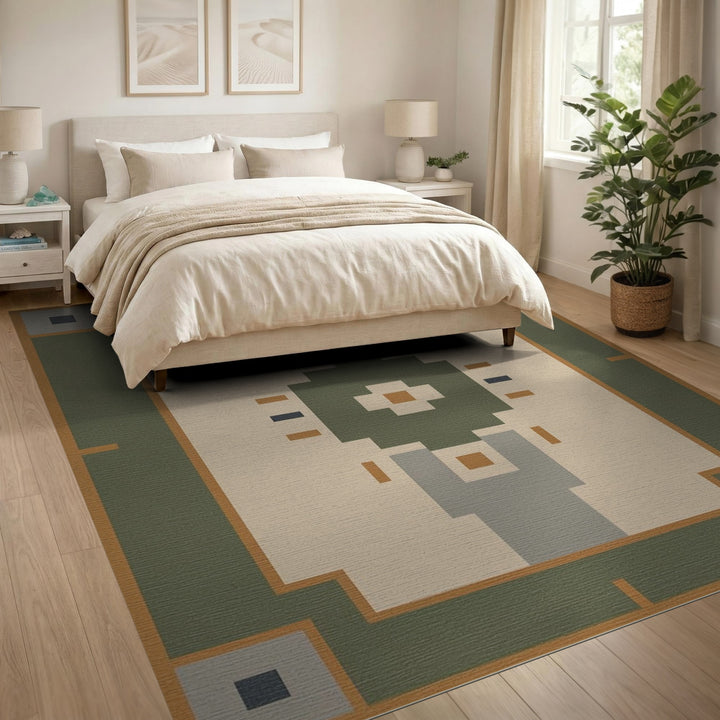 Green Geometric Area Rug