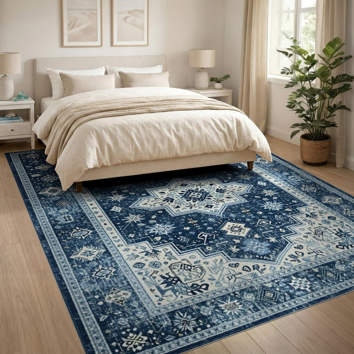 Navy Blue Traditional Persian Area Rug