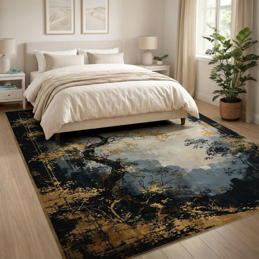 Golden Moonlit Tree Area Rug