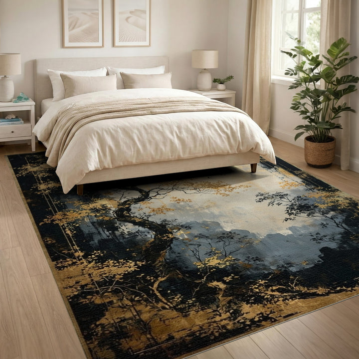 Golden Moonlit Tree Area Rug