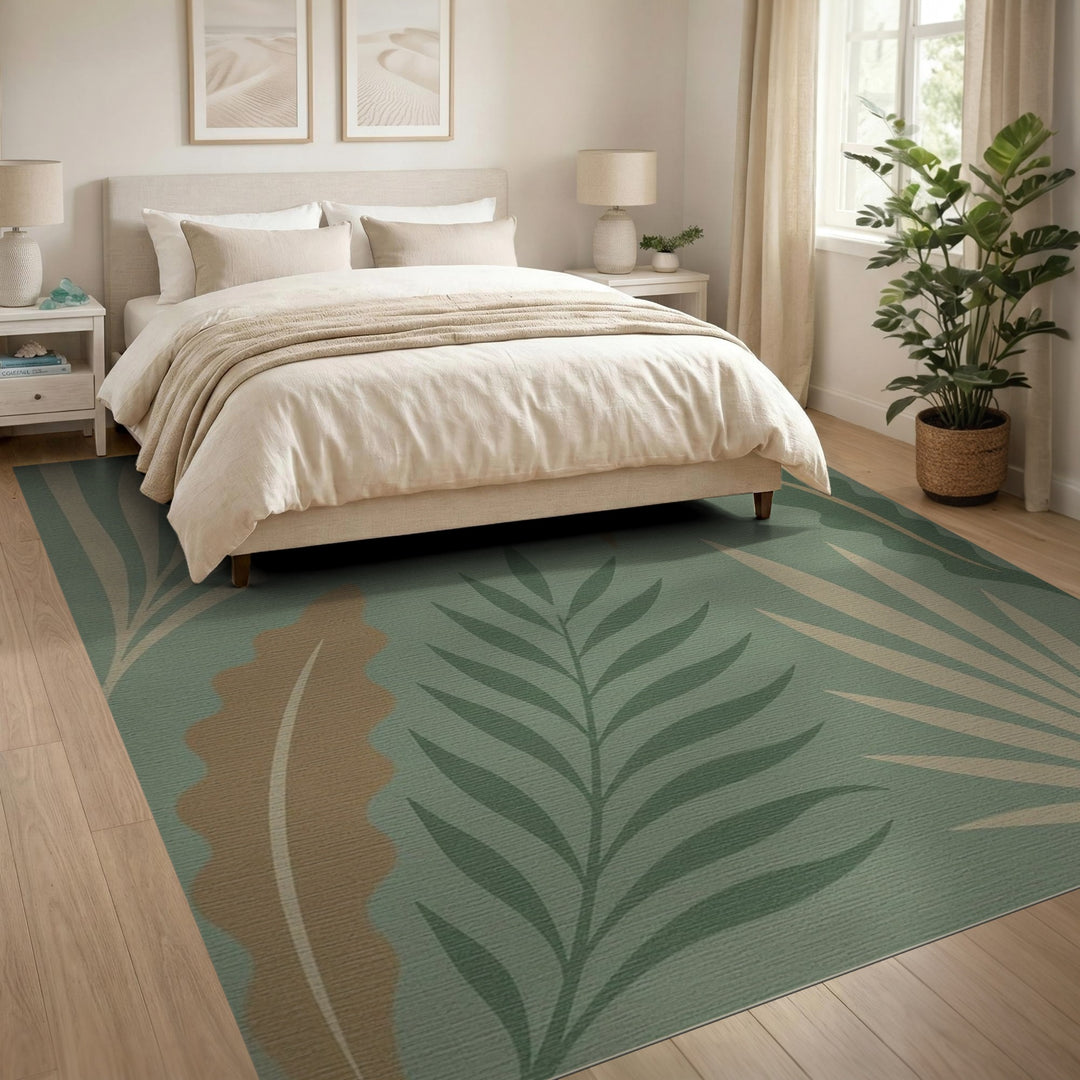 Abstract Area Green Abstract Leaf Area Rug
