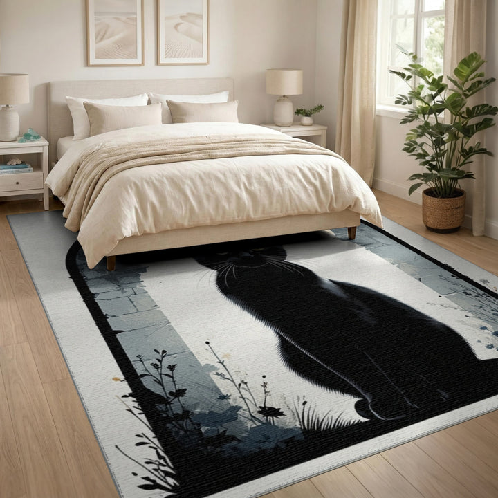 Black Cat Moonlit Arch Area Rug