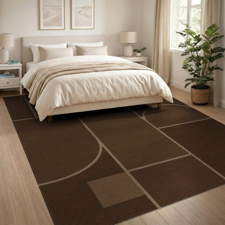 Geometric Modern Brown and Tan Modern Brown Geometric Area Rug