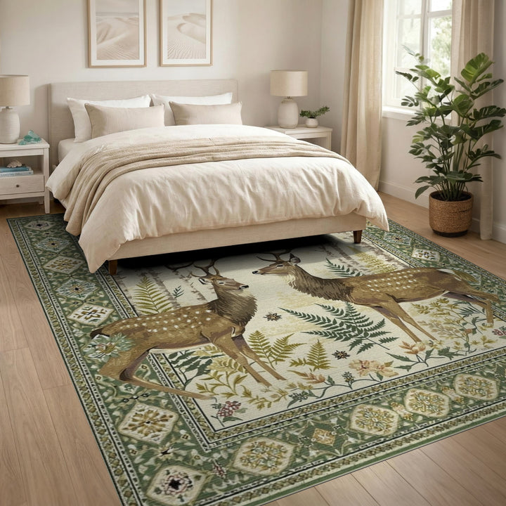 Rustic Forest Deer Area Rug