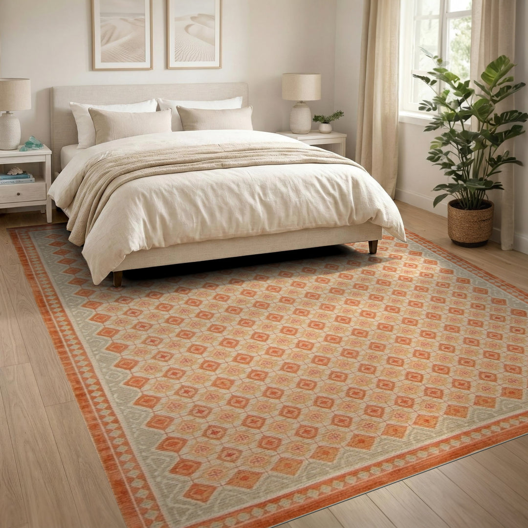 Diamond Orange Geometric Diamond Area Rug