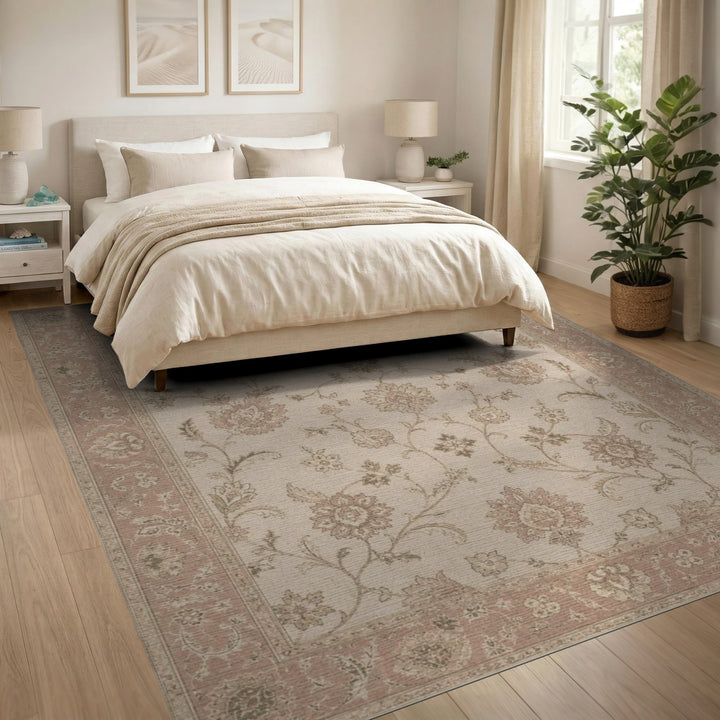Pink Floral Vintage Area Rug