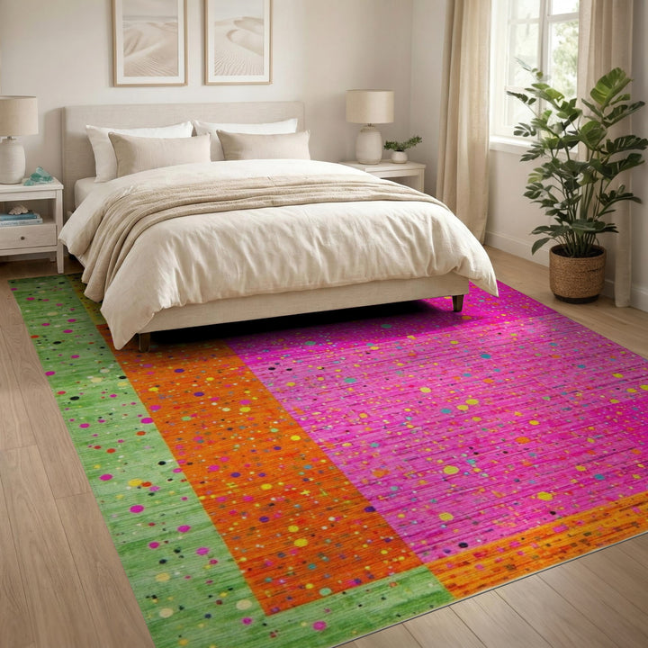 Abstract Area Vibrant Multi-Color Geometric Dot Area Rug