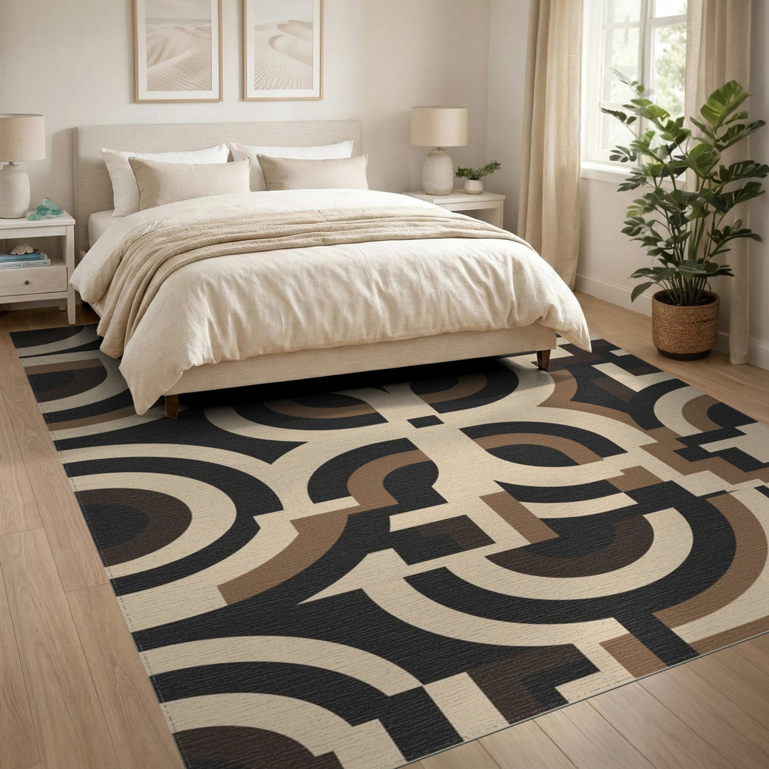 Modern Geometric Brown Area Rug