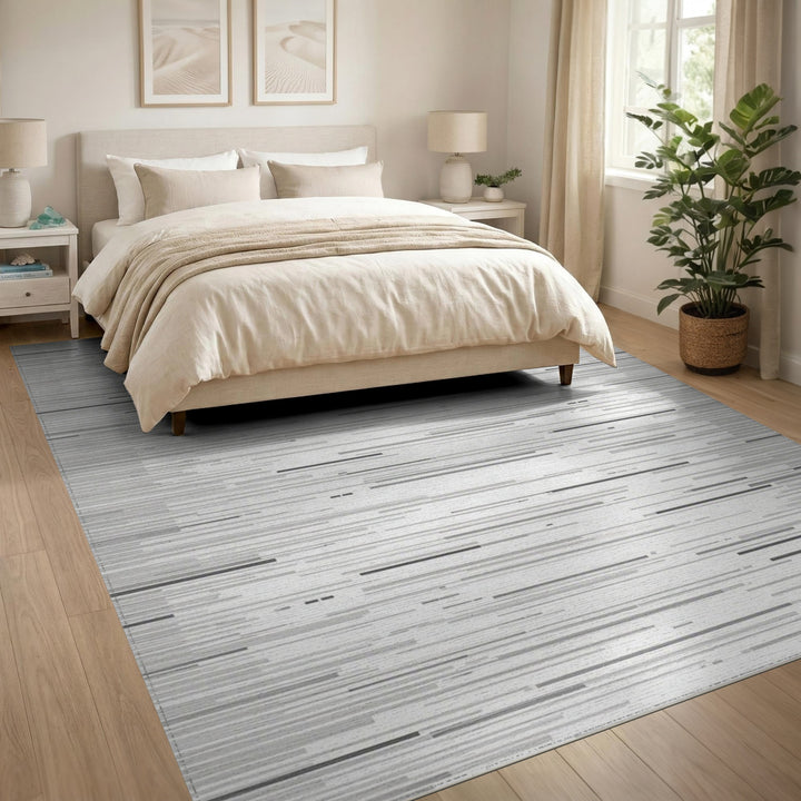 Grey Abstract Line Area Rug
