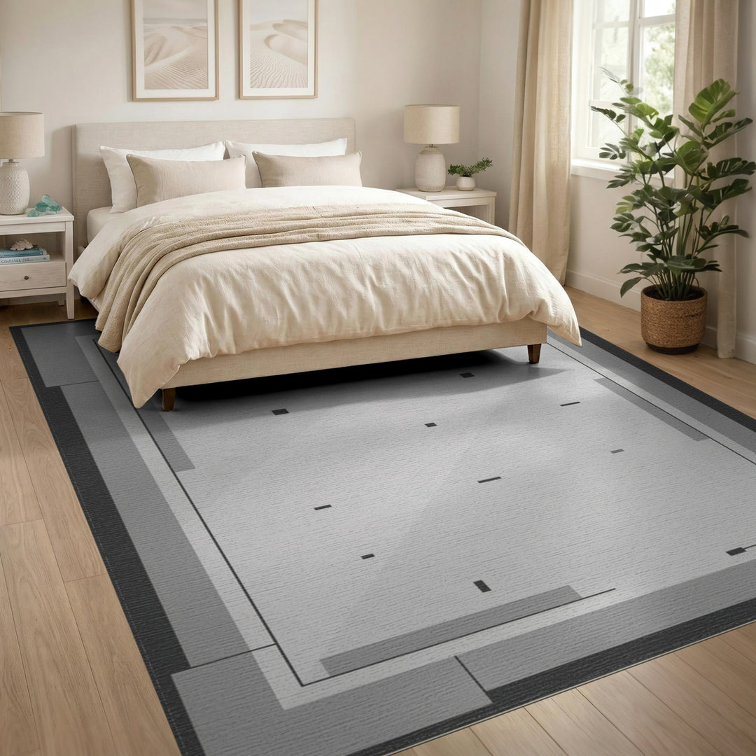 Grey Geometric Abstract Area Rug