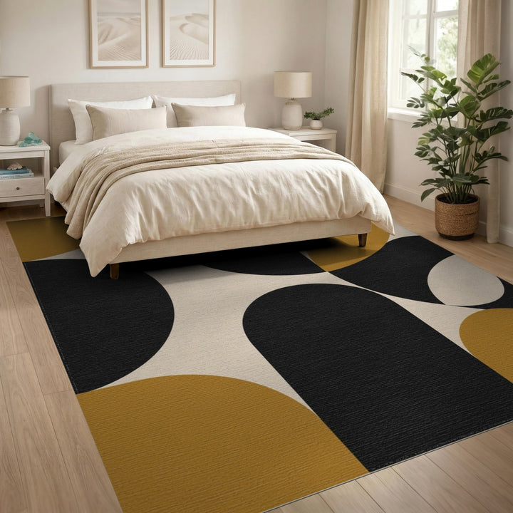 Beige and Neutral Bold Geometric Abstract Area Rug