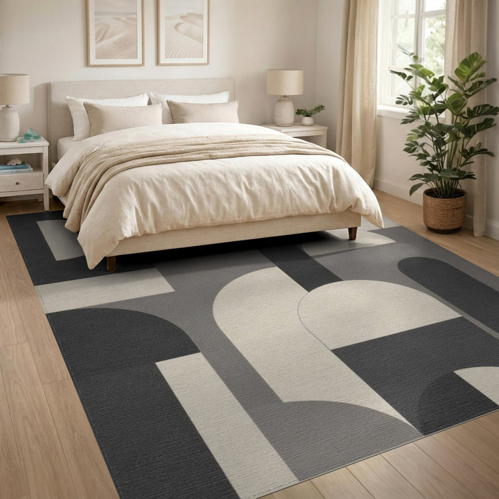 Grey Geometric Arched Area Rug