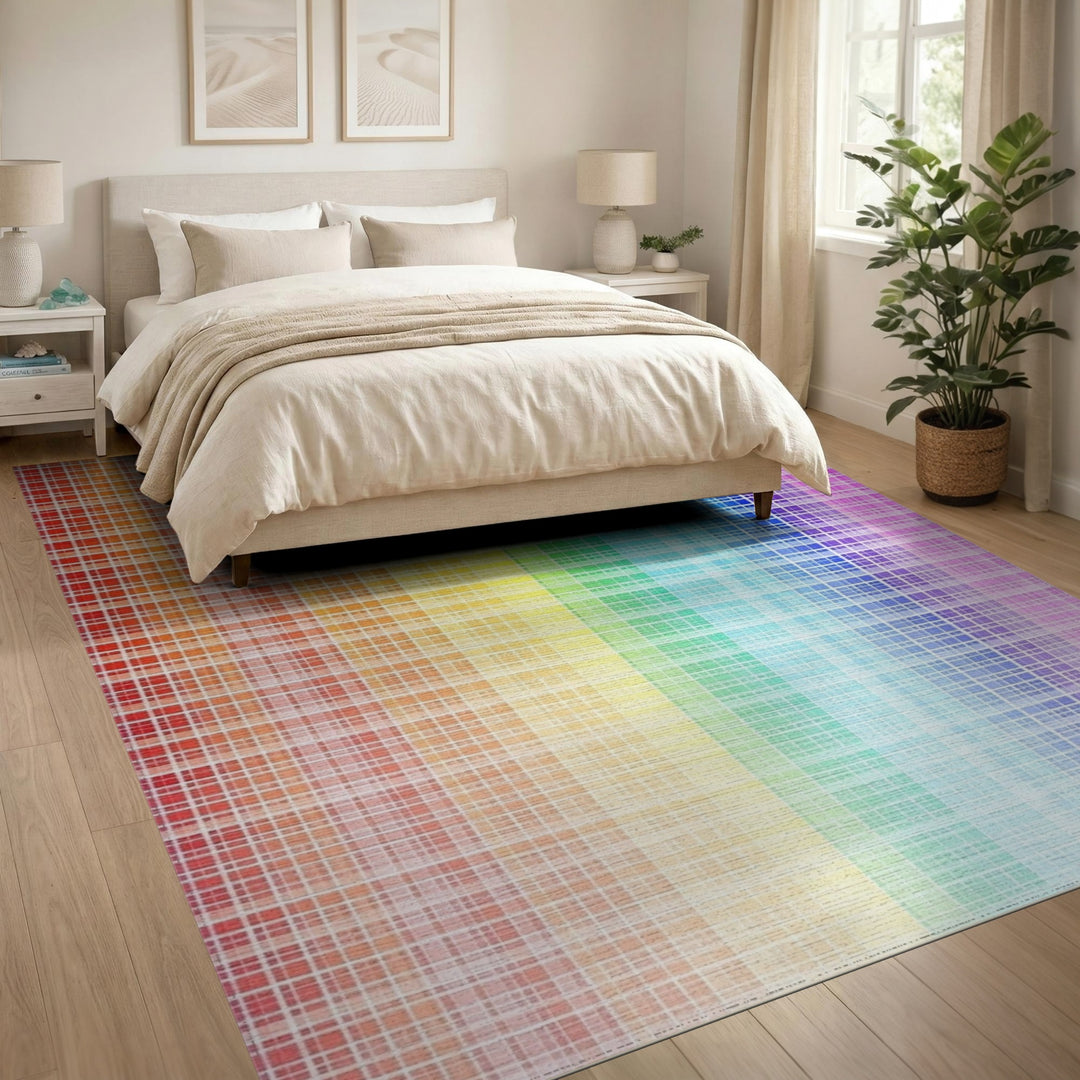 Geometric Modern Rainbow Spectrum Geometric Area Rug