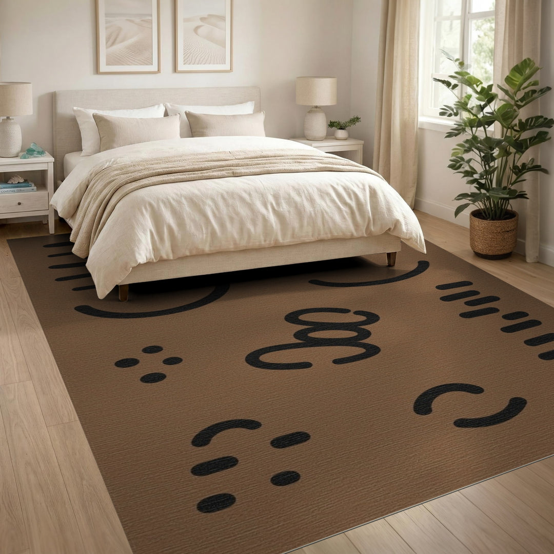 Brown Abstract Lines Area Rug