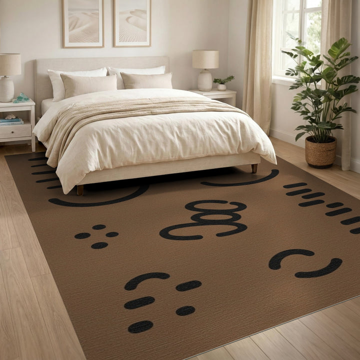 Brown Abstract Lines Area Rug