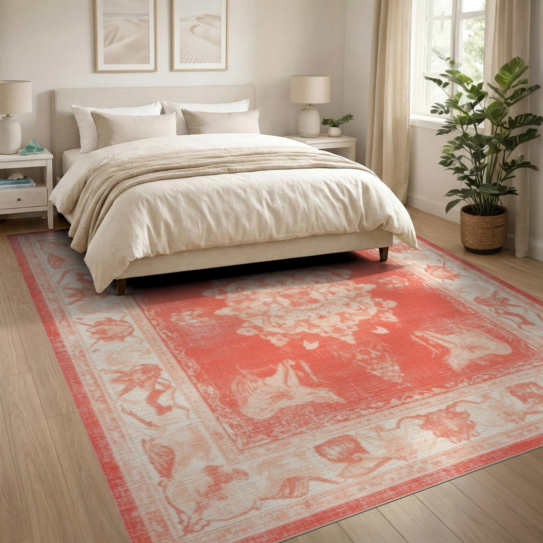 Red Elephant Medallion Persian Area Rug