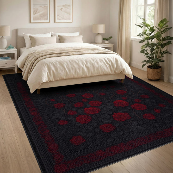 Gothic Red Rose Area Rug