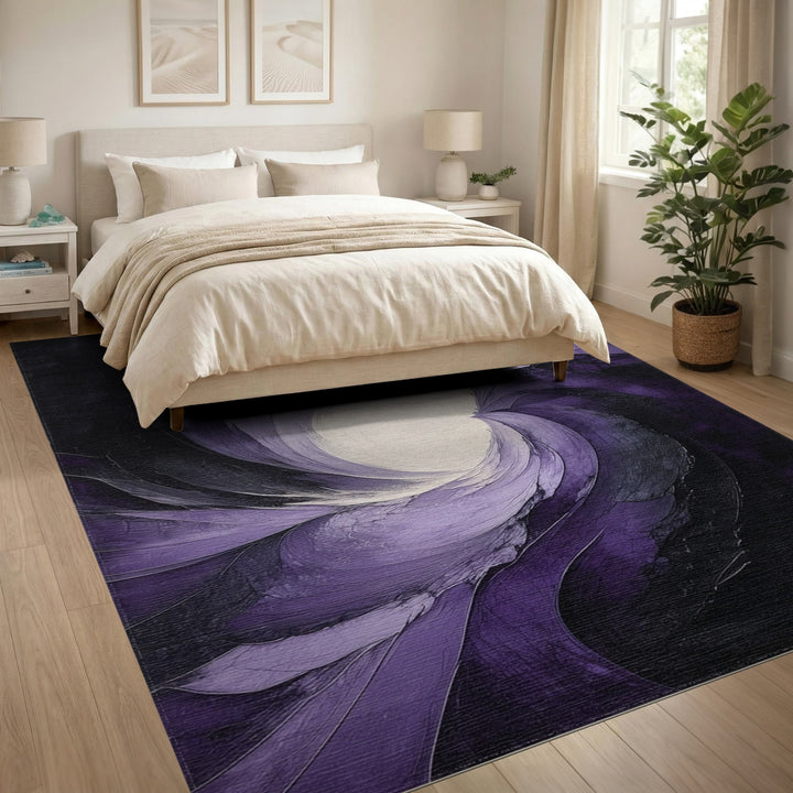 Abstract Area Purple Vortex Swirl Area Rug