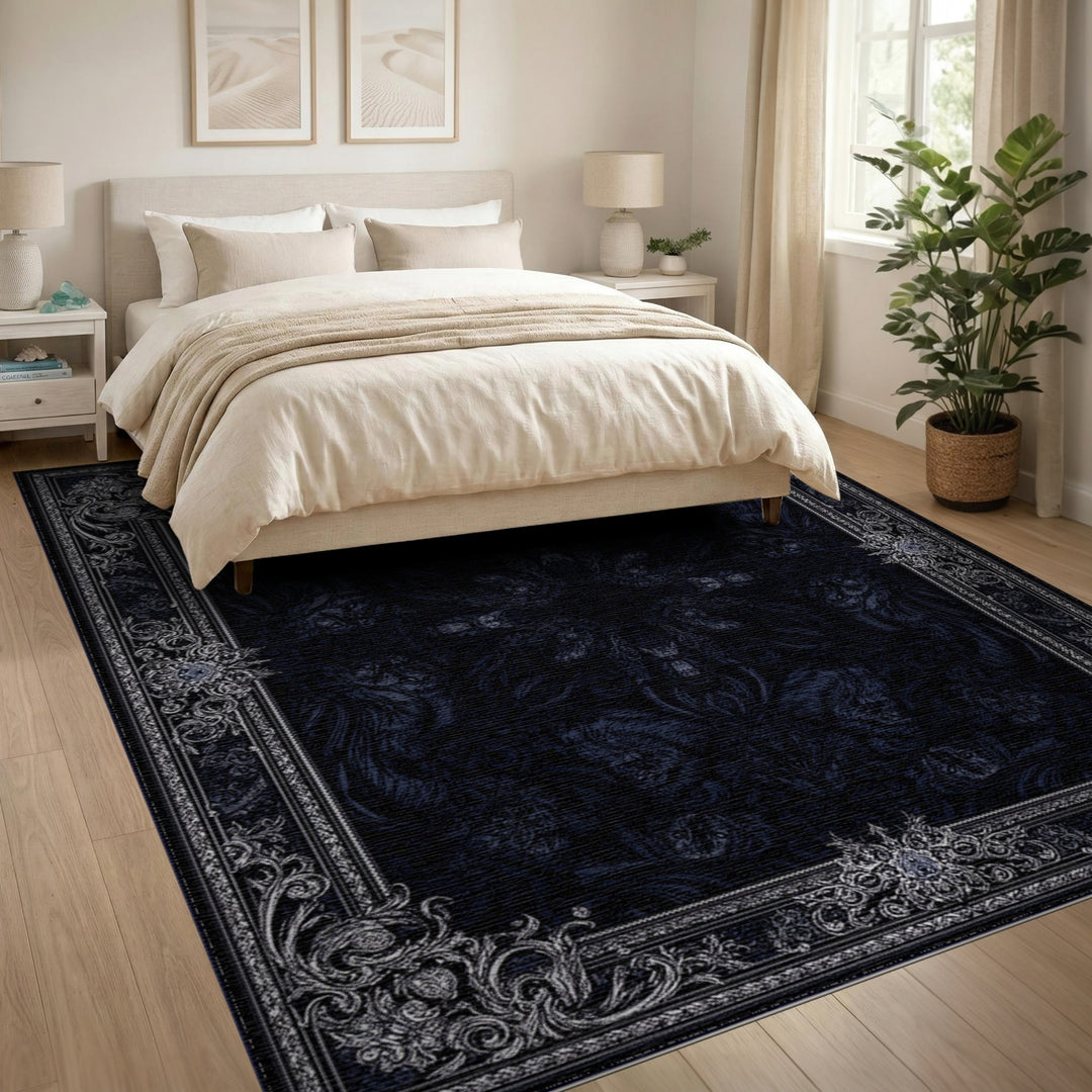 Black Wolf Ornate Medallion Area Rug