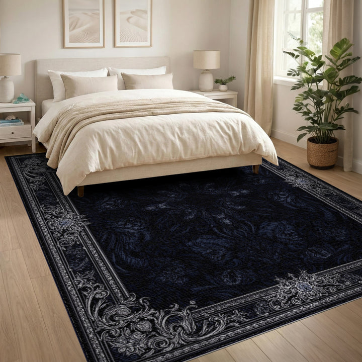 Black Wolf Ornate Medallion Area Rug