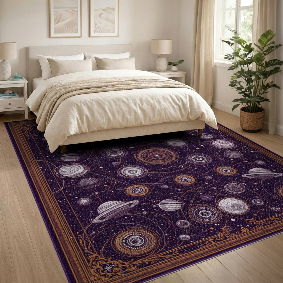 Purple Celestial Orbit Area Rug