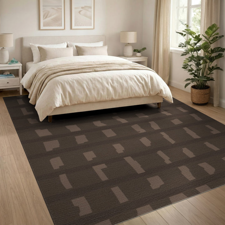 Brown Abstract Area Rug