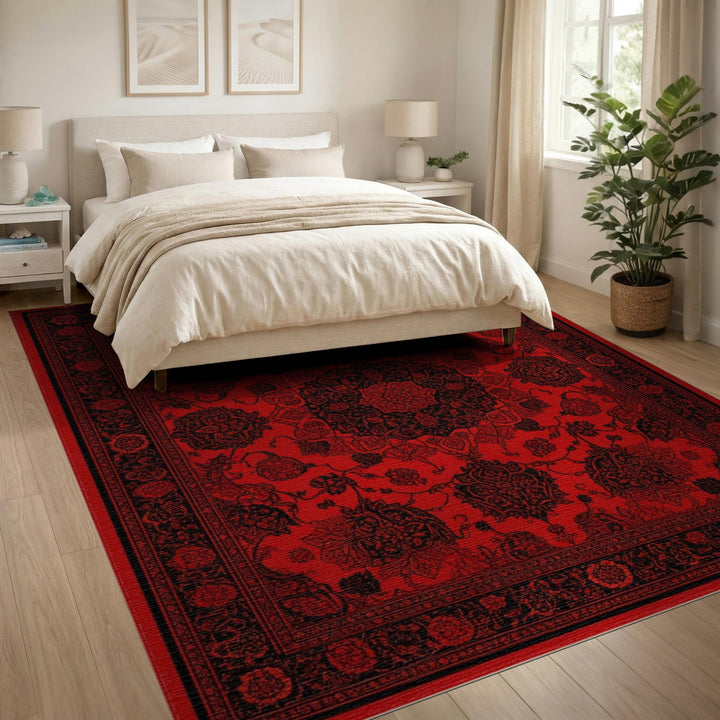Red Floral Red Floral Persian Area Rug