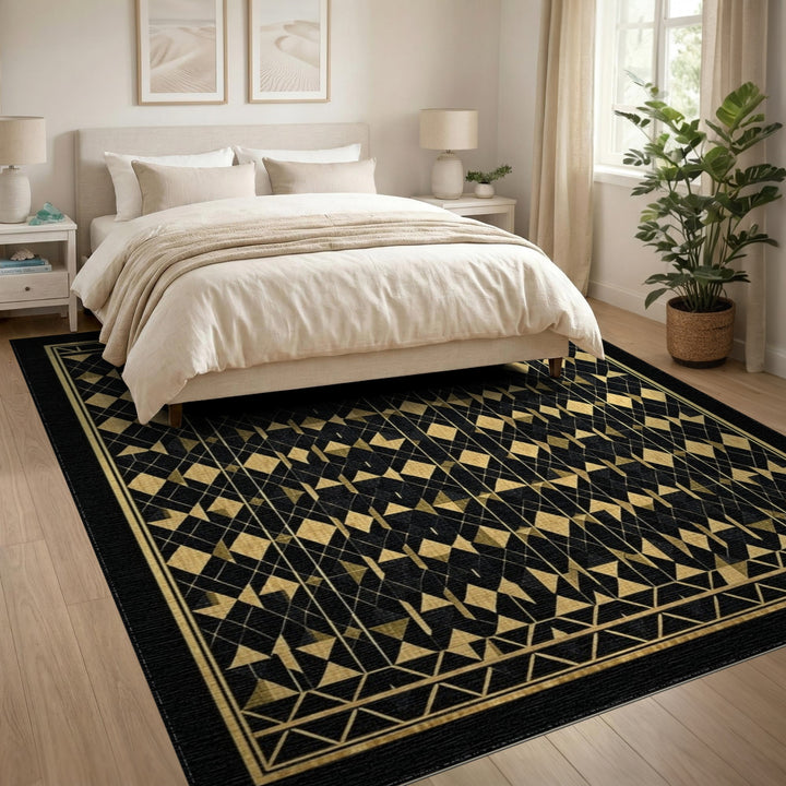 Gold and Silver Gold Geometric Area Rug