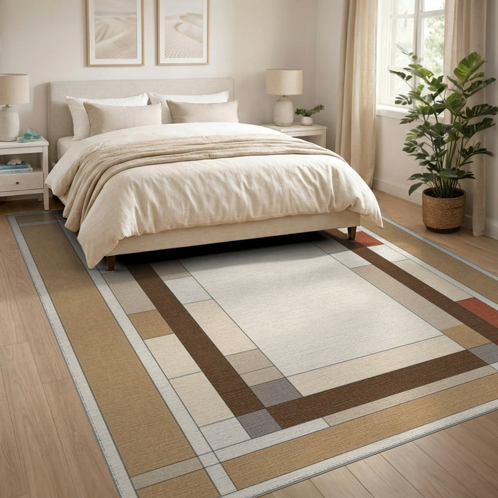 ODIKA Geometric Brown Tan Area Rug