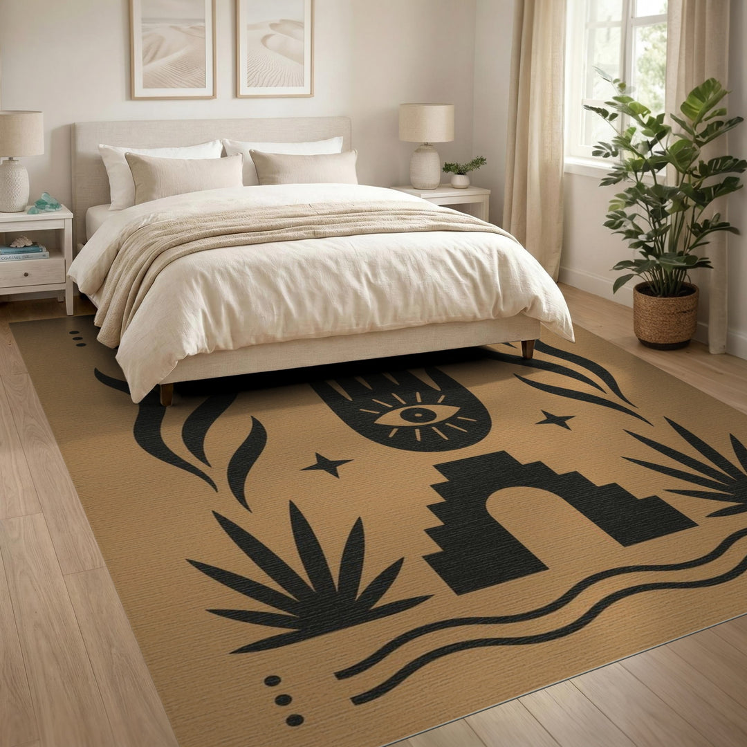 Mystic Hand Eye Brown Tan Area Rug