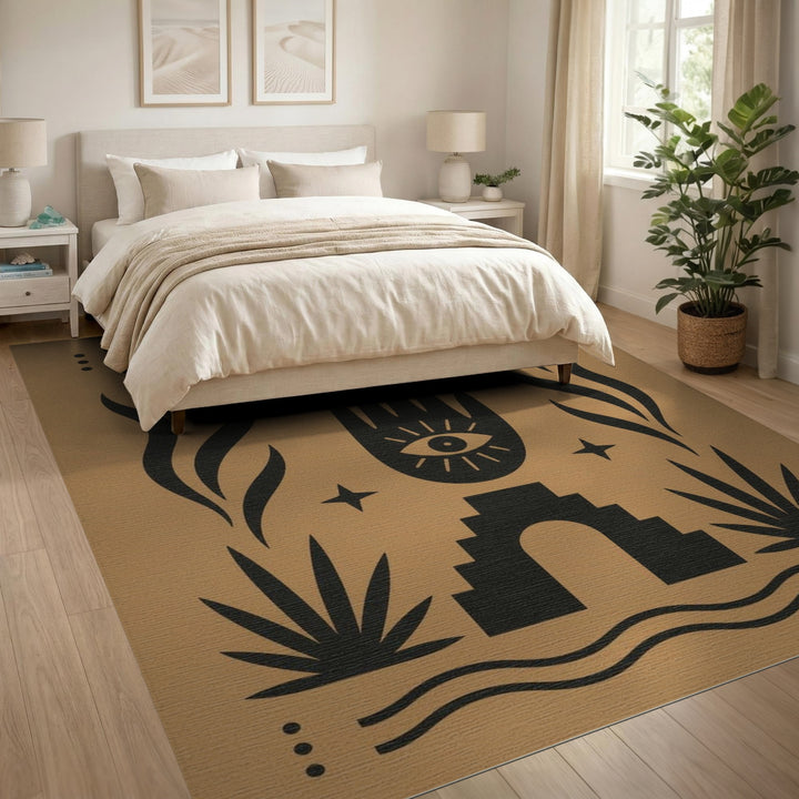 Mystic Hand Eye Brown Tan Area Rug
