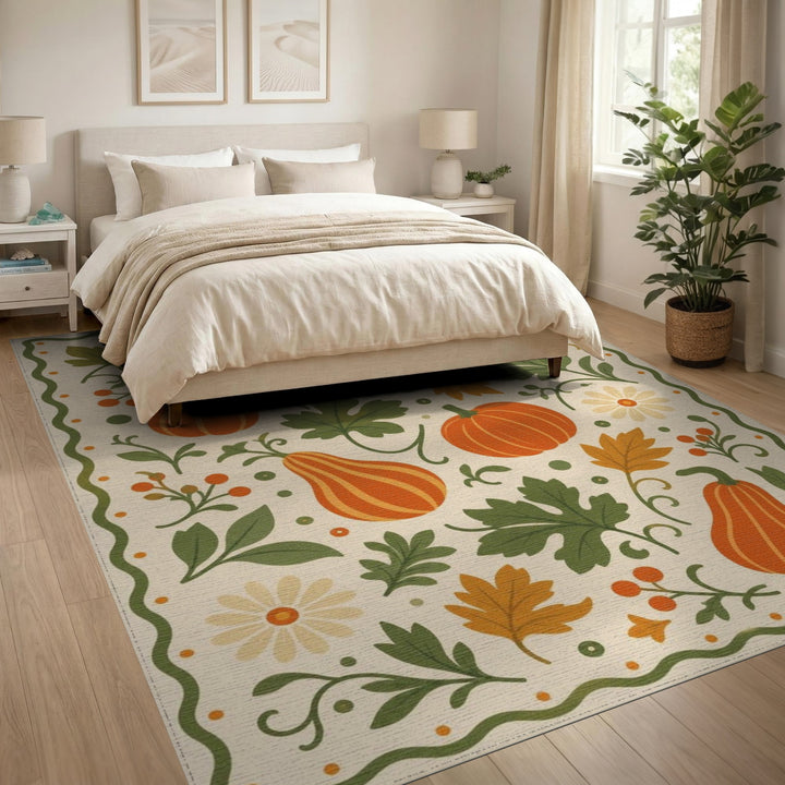 Fruit Pattern Multi-color and Patterns Autumn Pumpkin Harvest Area Rug