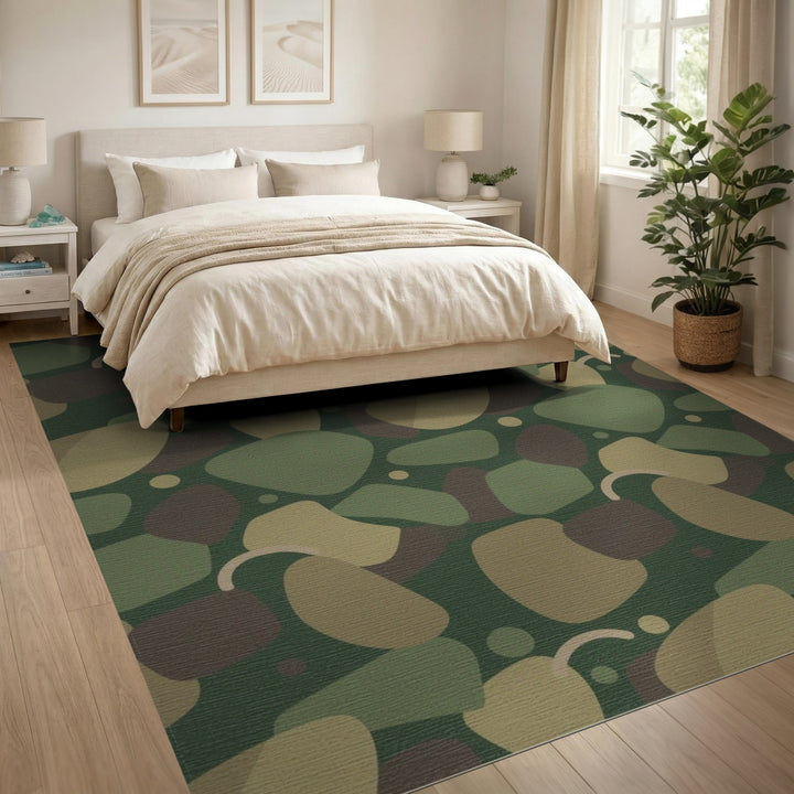 Green Pebble Abstract Area Rug