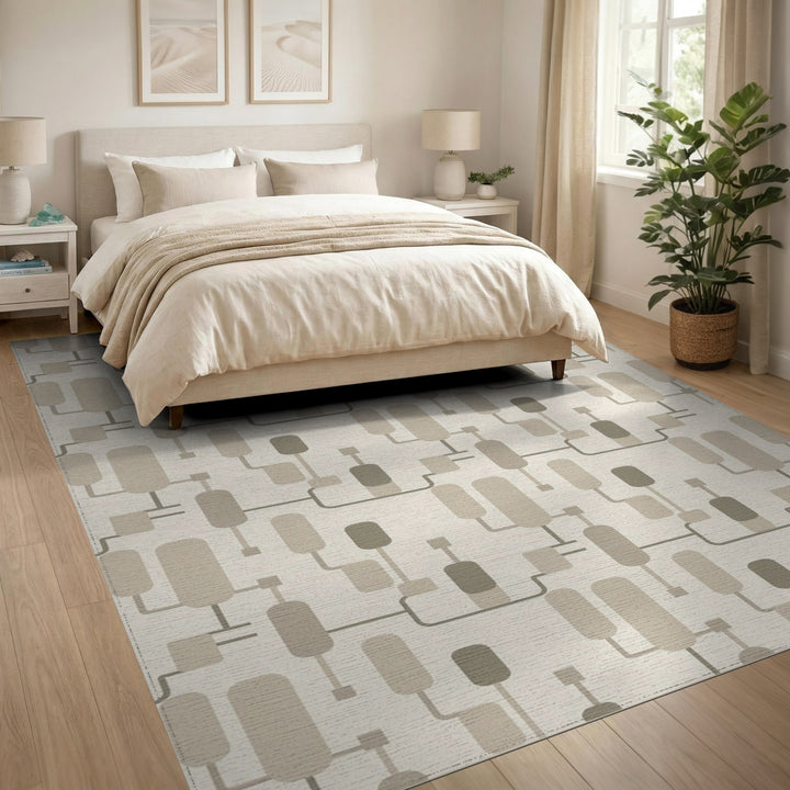 Beige Geometric Modern Area Rug