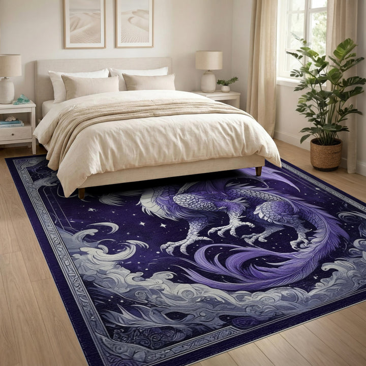 Celestial Purple Dragon Washable Area Rug