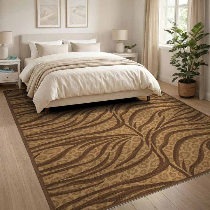 Brown Wave Leopard Area Rug