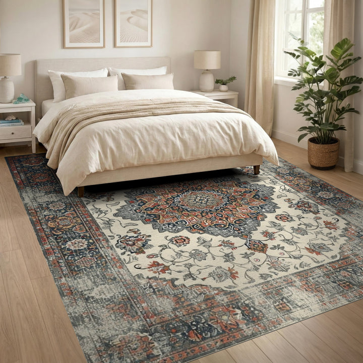 Distressed Multi-Color Persian Area Rug
