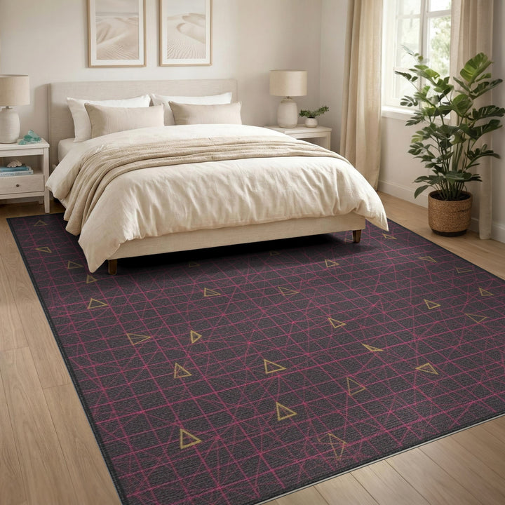 Grey Geometric Triangle Geometric Modern Area Rug