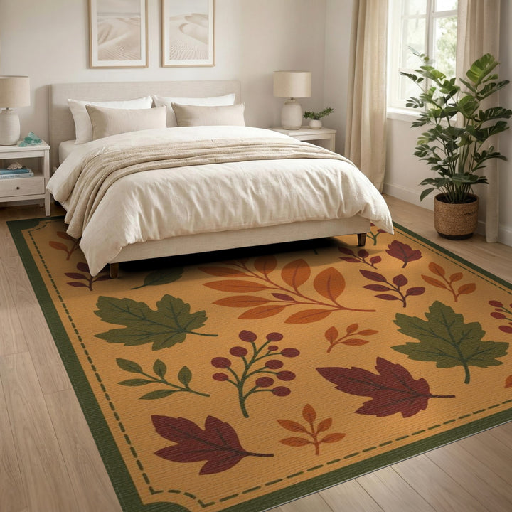 Orange Autumn Leaves Orange Area Rug