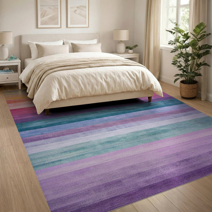 Multi-color and Patterns Rainbow Striped Multi-Color Area Rug