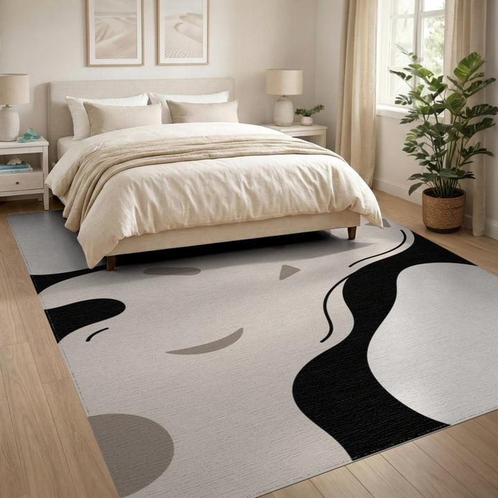 Beige Black Abstract Area Rug