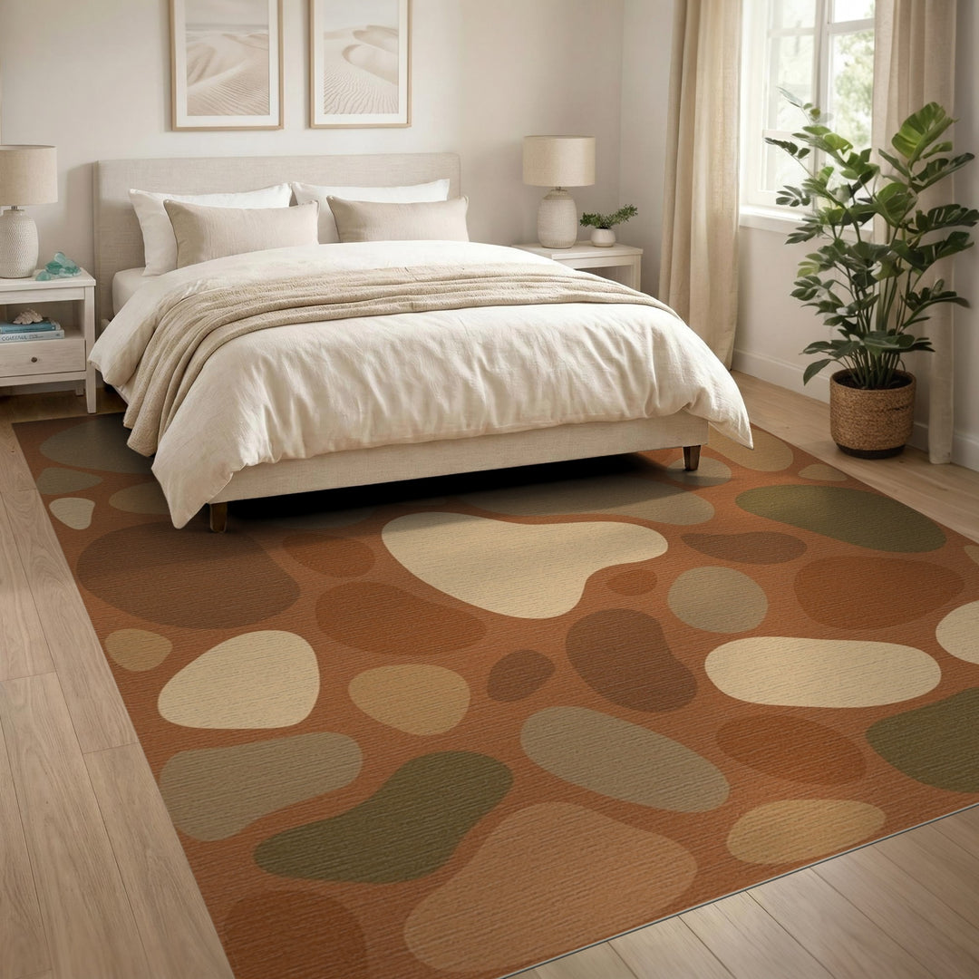 Organic Pebble Brown Tan Area Rug