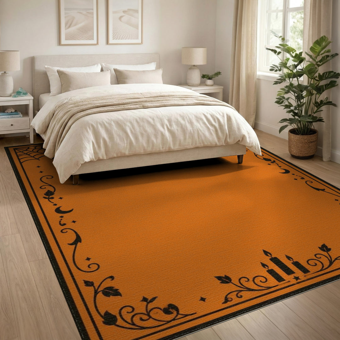 Orange Halloween Pumpkin Kids Area Rug