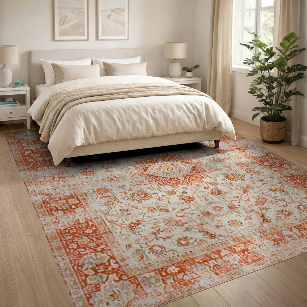 Orange Persian Floral Orange Area Rug